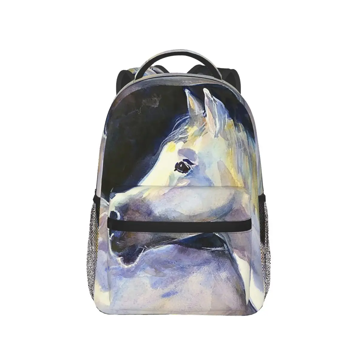 

Double Horse Portrait Design Backpack Hot Sale Daypack Large Capacity Kids BookBag School Bag Shoulder Bags for Men Women