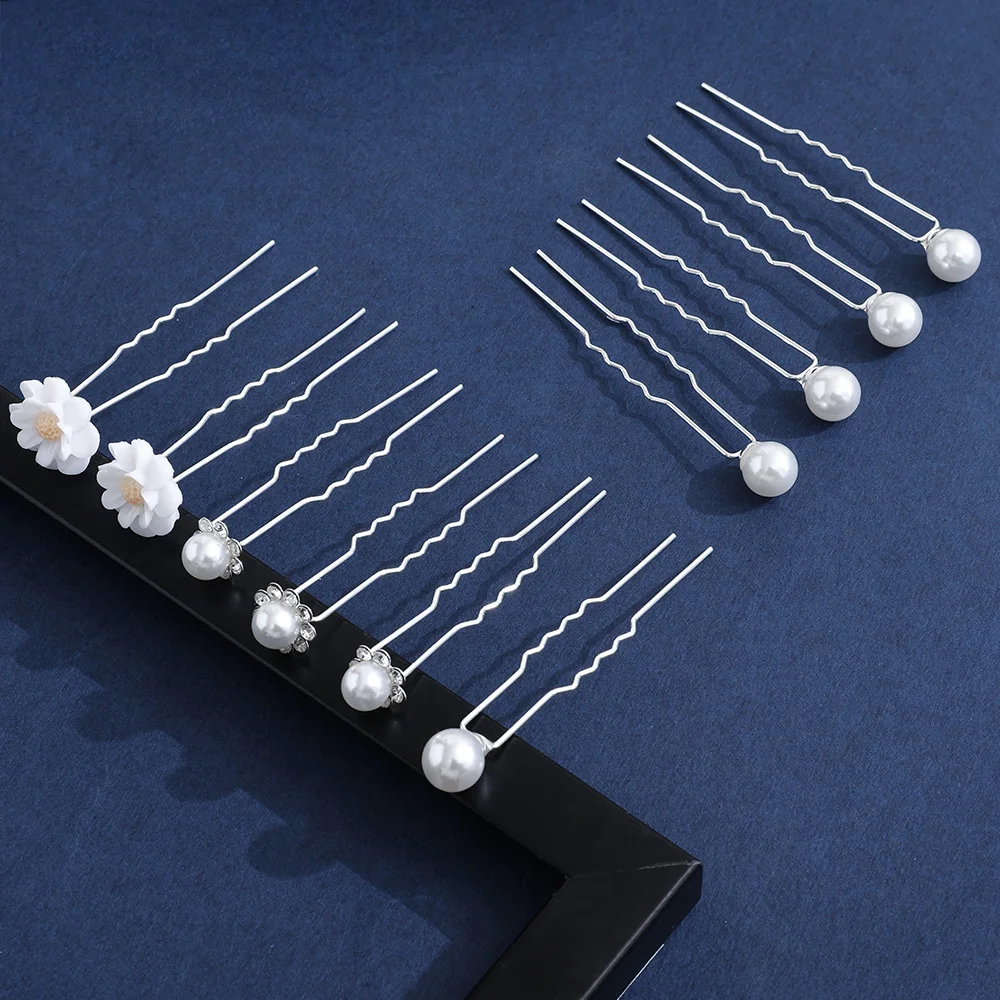 20Pack Women U-shaped Pin Metal Barrette Clip Hairpins Simulated Pearl Bridal Tiara Hair Accessories Wedding Hairstyle Tools
