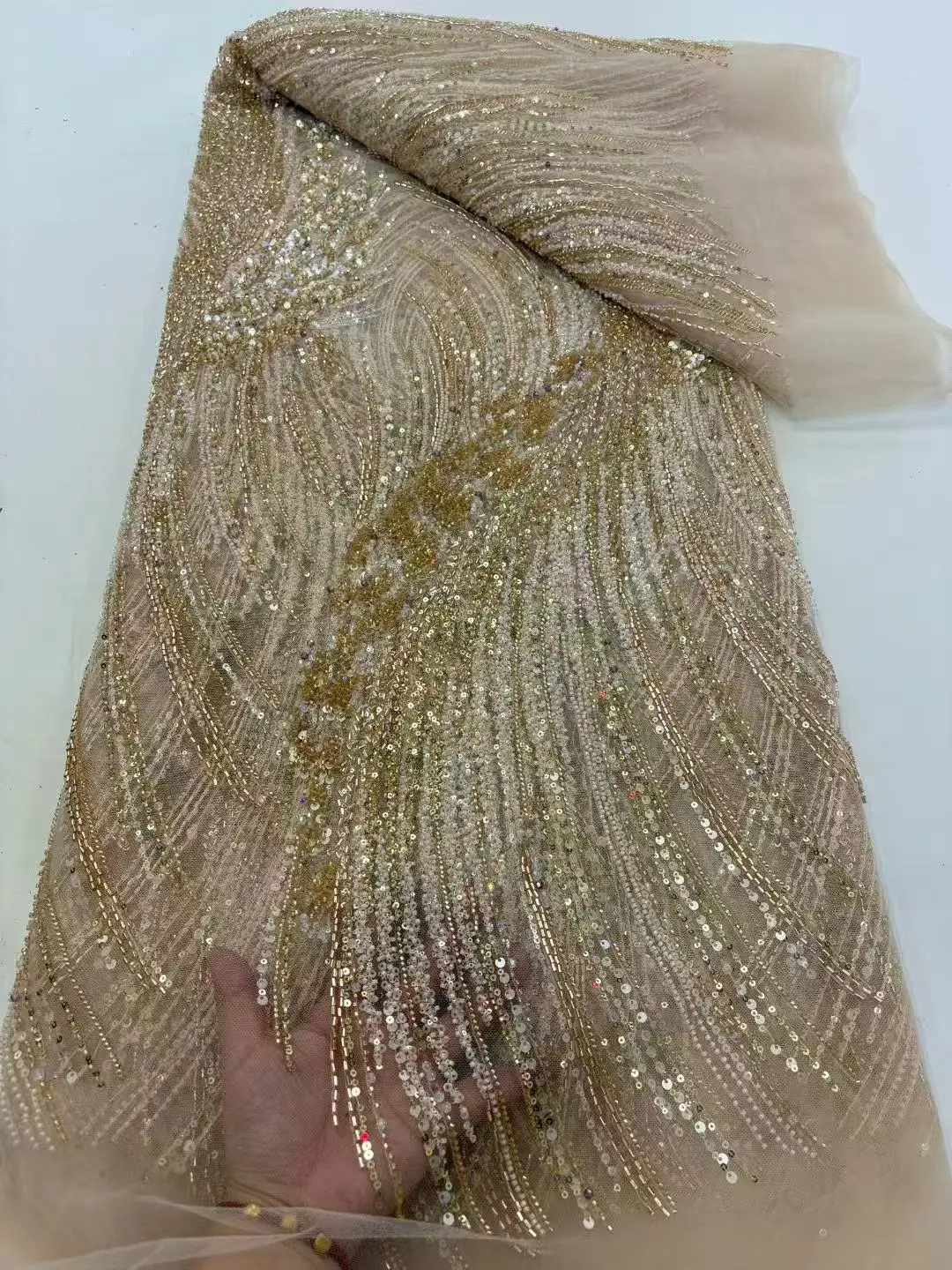 

Африканская кружевная ткань с блестками из бисера, нигерийское кружево, французская сетка, шитье вечерних платьев, свадебных платьев, высокое качество