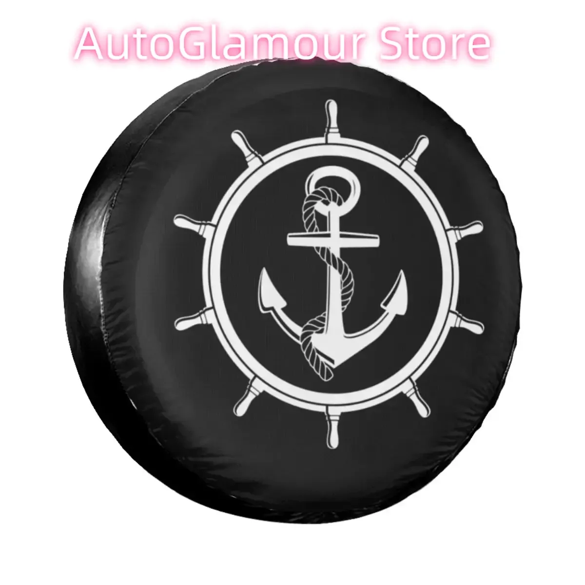 

Nautical Anchor Spare Tire Cover Bag Pouch for Mitsubish Marine Dust-Proof Car Wheel Covers 14" 15" 16" 17" Inch