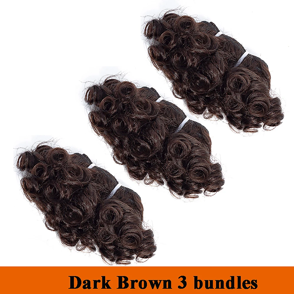 Peruvian Bouncy Curly Human Hair Weave Bundles 3pcs 6 Inch Short-Cut Bob Style Virgin Hair 6 bundles 6 inches natural color