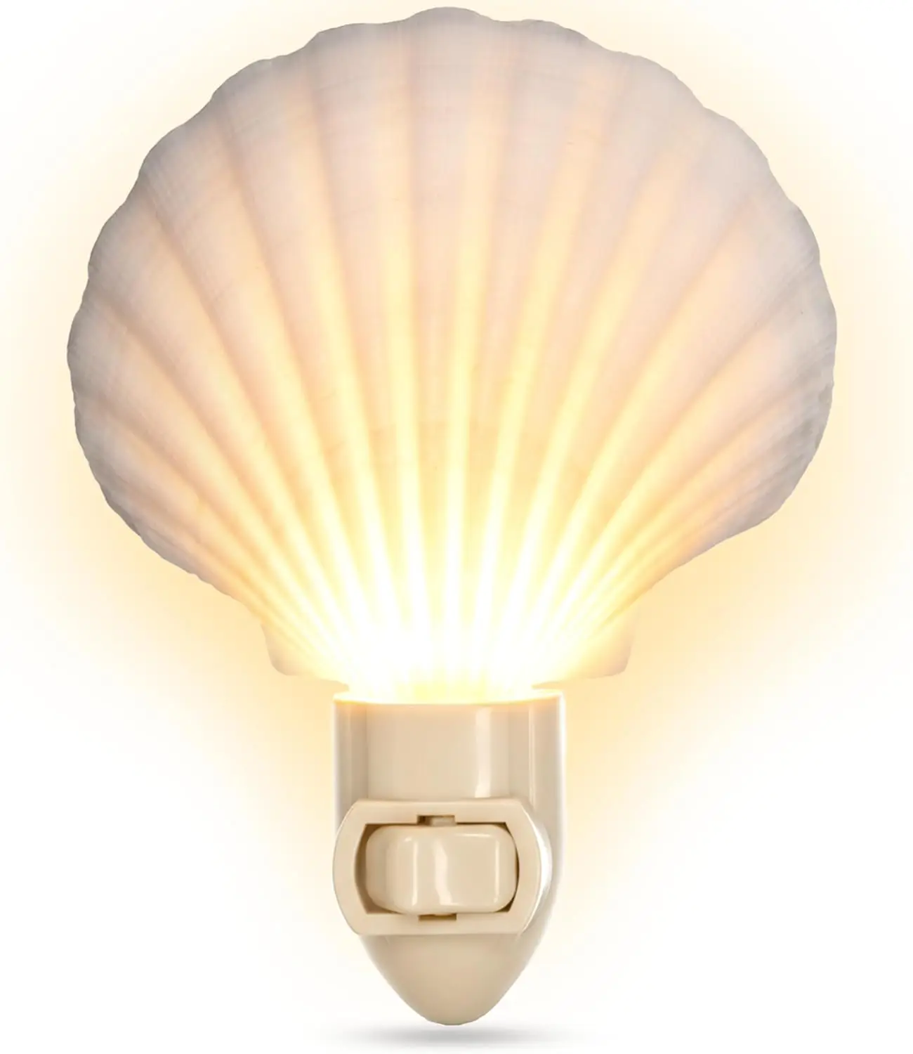 

Seashell Night Light - Real Clam, Plug-In, Warm Glow for Coastal Decor
