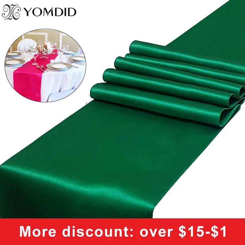 1pcs Solid Color Satin Table Runner Quality Table Cover For Home Wedding Banquet Festival Party Catering Hotel Table Decoration