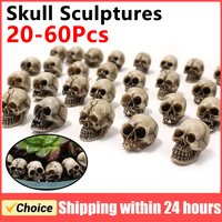 20-60Pcs Skull Sculptures Collectable Halloween Decorative Skeleton Model Festival Theme Landscape Garden Potted Plant Decor