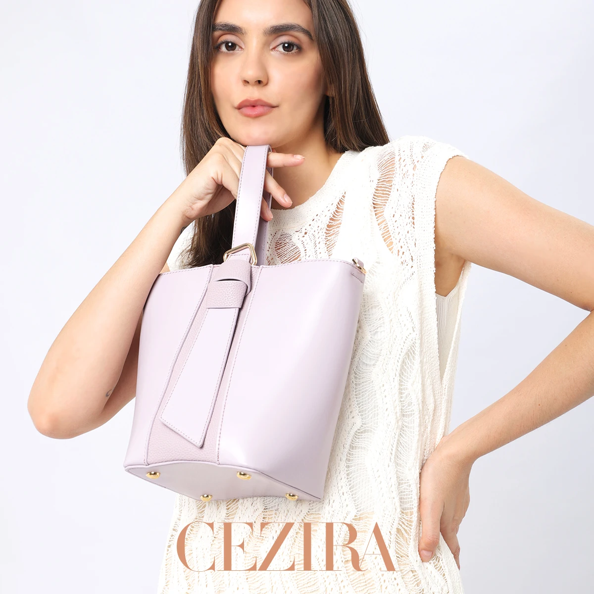 CR Elegant Bucket Handbag PU Vegan Leather Top‑handle Purse With Removable Liner Shoulder Crossbody Bag For Women Casual Commute
