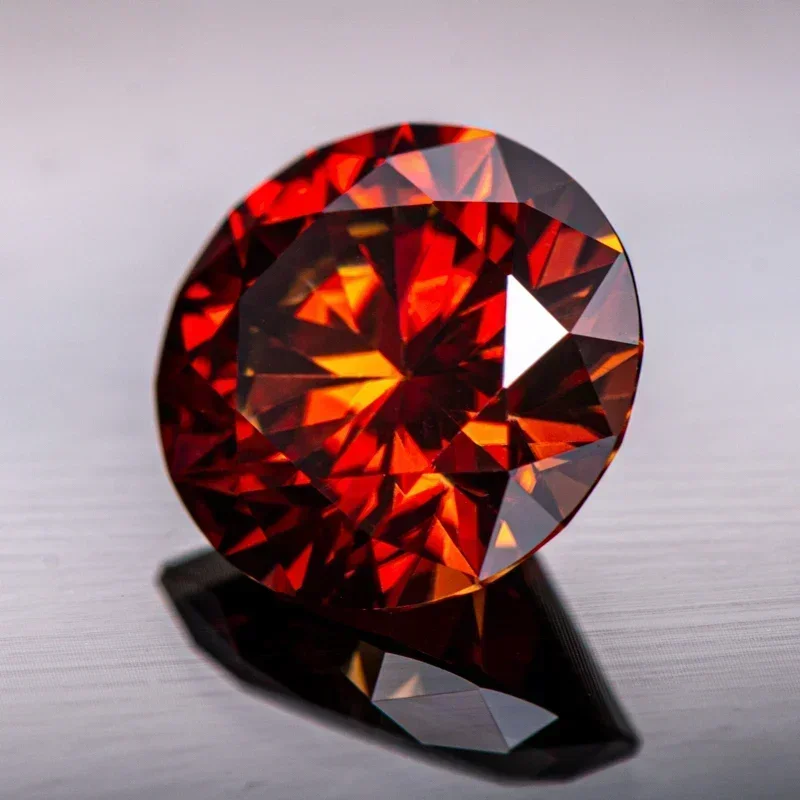 Moissanite granada vermelho colorido corte redondo charme pedra preciosa laboratório cultivado diamante para diy jóias fazendo materiais com certificado gra