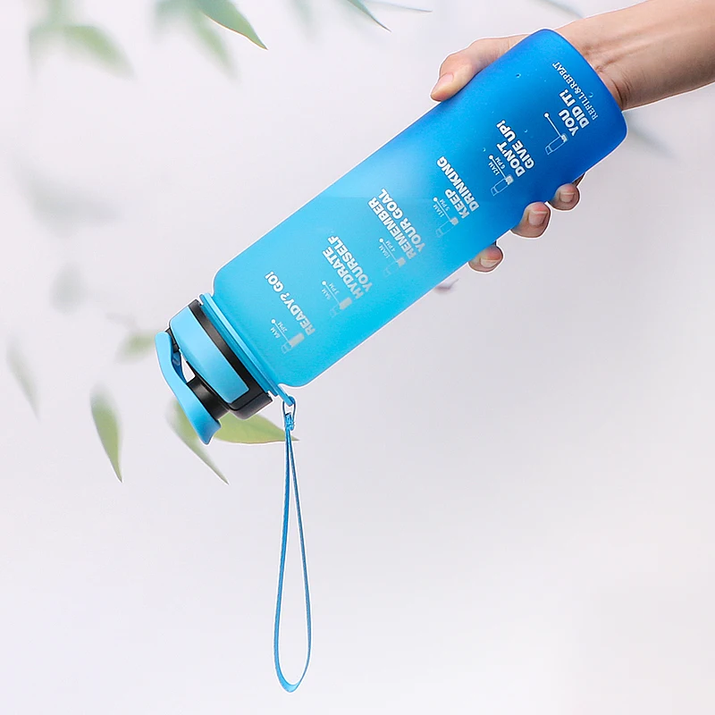 ZOUNICH 1000ML Portable Motivational Gradient Water Bottle BPA Free Healthy Outdoor Sports Fitness Water Jug With Time Marker