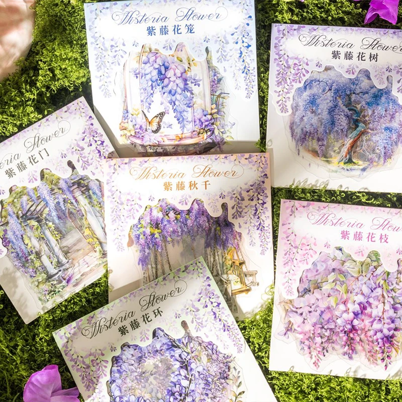 

2 стиля, 30 шт./пакет, серия Wisteria Dream, водонепроницаемые наклейки для домашних животных, сделай сам, скрапбукинг, тетрадь, креативные наклейки из материала