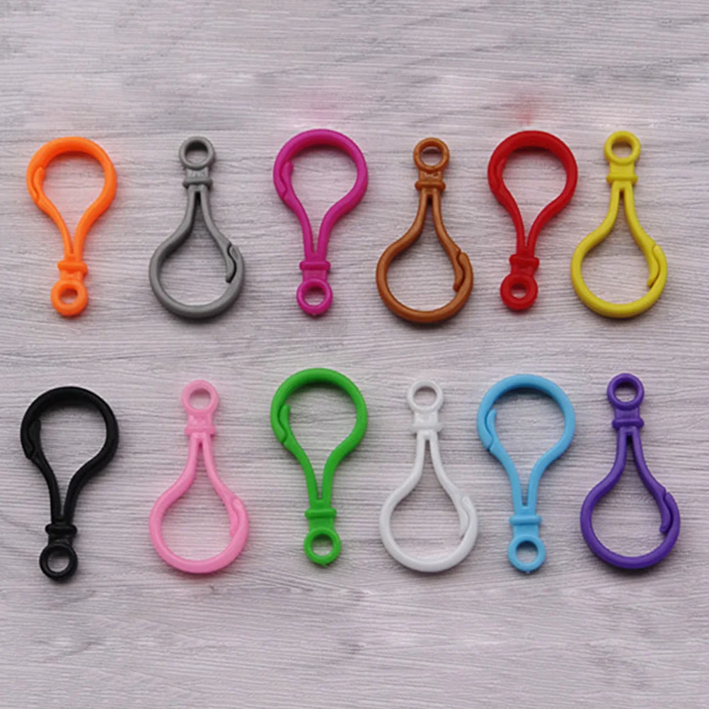 100PCS Candy Color Acrylic Clasps Hook Bulb Buckle Clips Keyring Buckle Accessories for Backpack Pendant DIY Handwork (Random Co