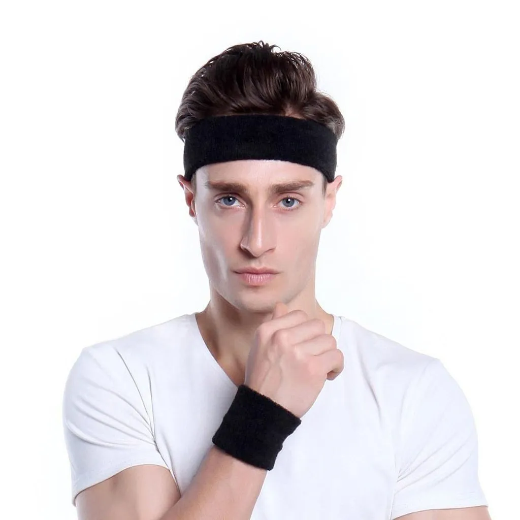 WOSWEIR Cotton Athletic Headband Elastic Sweatbands Basketball Sports Women Men Gym Fitness Sweat Hair Band Volleyball Tennis