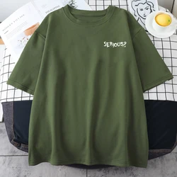 Creative Words Serious Printed Female T Shirtsimple S-Xxxl T-Shirts Retro Breathable Short Sleeved Comfortable Tshirts Women