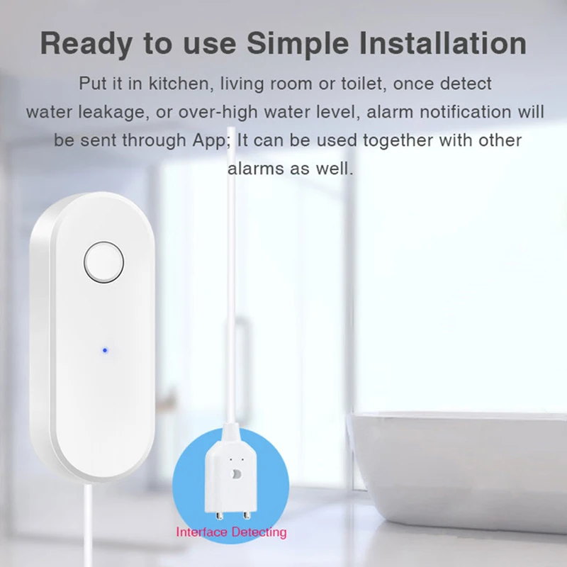 Zigbee Water Sensor Liquid Leak Detector Tuya Smart Life Linkage Alarm App Remote Monitoring  Alerts Work With Zigbee Gateway