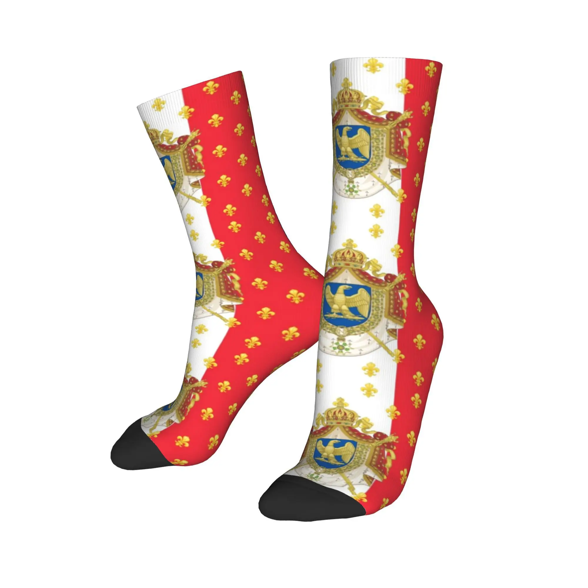 

Custom Royal Standard Napoleon France Flag Dress Socks Men Women Warm Funny Novelty French Empire Coat Of Arms Crew Socks