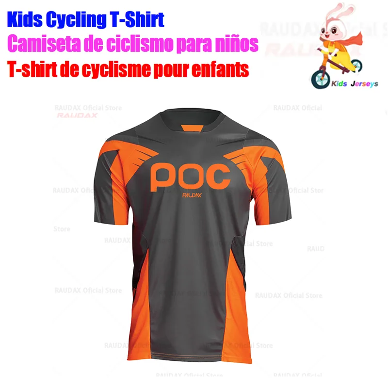 RAUDAX POC Kids Summer Quick Dry Motocross Jersey Downhil Mountain Bike DH Shirt Balance Car Clothing Ropa for Boys MTB T-Shirts