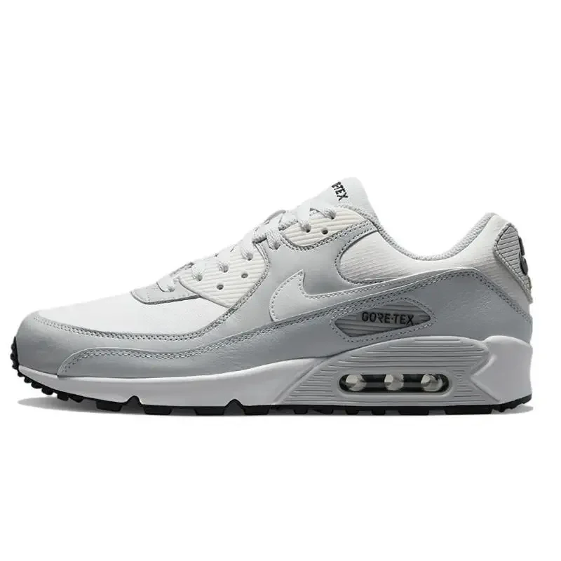 Nike Air Max 90 Retro Comfortable Sports Wear Resistant Low Cut Casual Running Shoes for Men and Women, Grey White