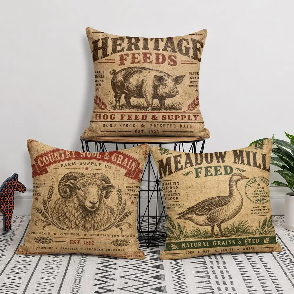 Rustic Country Pastoral Art Cushion Cover Soft Short Plush Pillow Cover Smooth Cozy Texture Cushion Case Home Decor