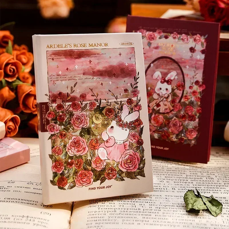 A7 Sweet Pink Rose Portable Mini Notebook Manor Series Blank Page Beautiful Diary Writing Pads Student Notepad Cute Pocket Book