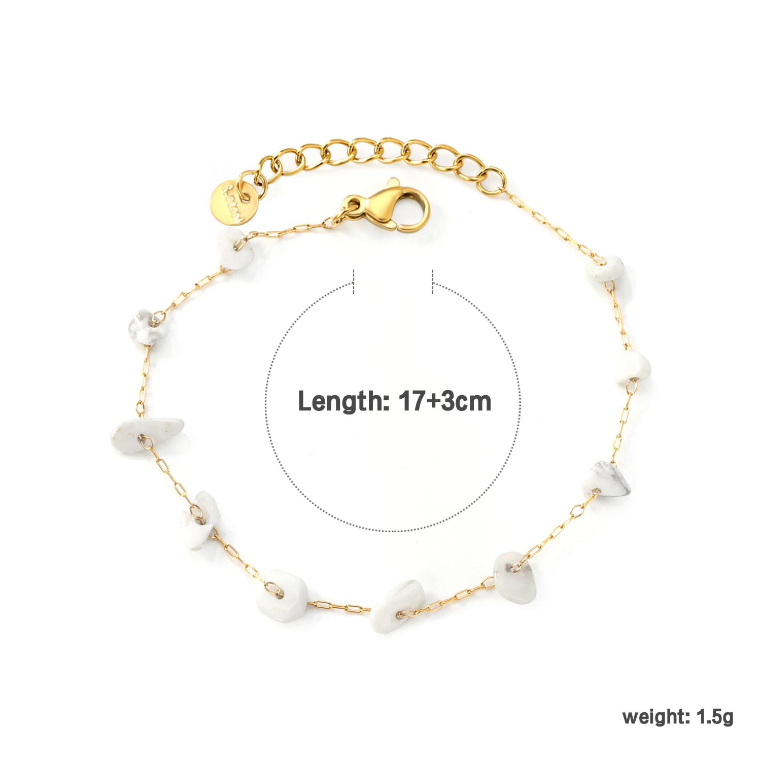 316L Stainless Steel Natural Crushed Colorful Stone Chains Bracelet Women Gold Plated Asymmetry Stone Bracelet Handmade Jewelry