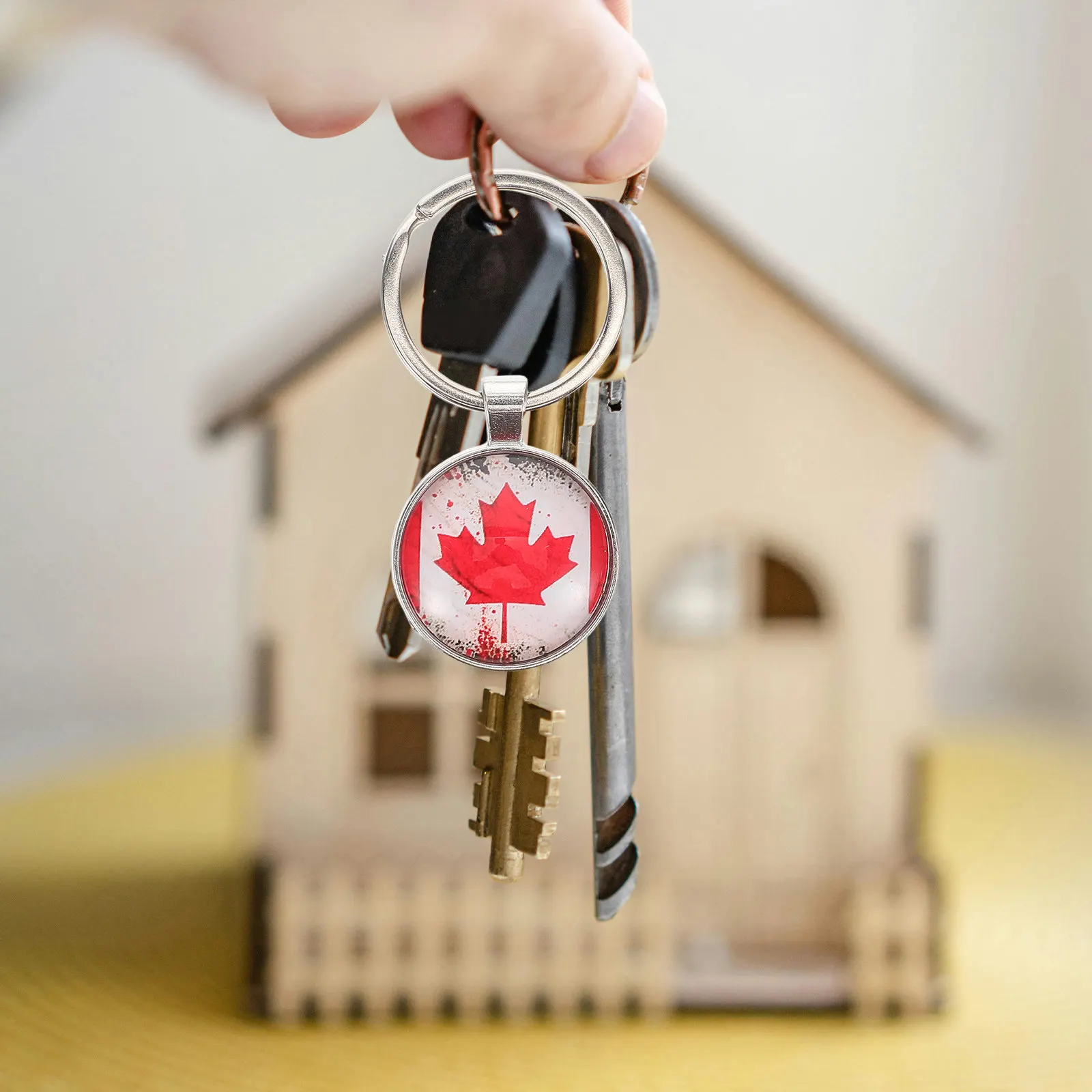 Metal Canadian Flag Keychain For Car Key Pendant Office Worker Mini Size Keys Purse Backpack Handbag National