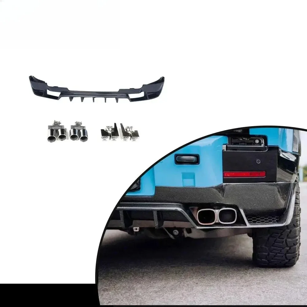 Comfort Luxury Carbon Fiber Rear Bumper Diffuser With Exhaust Tips 2020-2023 For Land Rover Defender 110