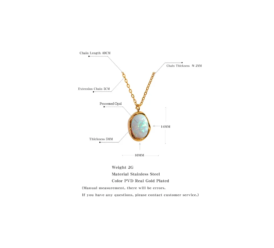 Yhpup Exquisite, stilvolle, verarbeitete Opalstein-Halskette, minimalistisch, klein, schick, Anhänger, 18 Karat vergoldet, Schmuck für Frauen, Geschenk – Detail 1