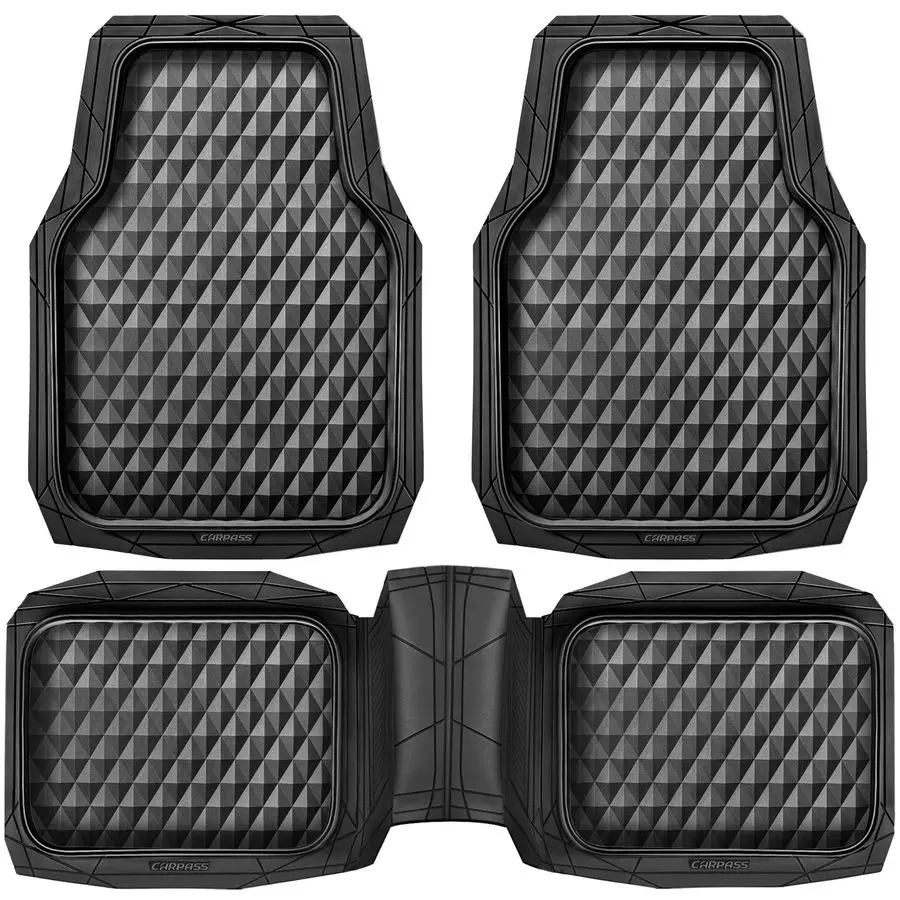

Heavy Duty Rubber Car Mats, Deep Dish AllWeather Floor Mat for Car Full Set Durable AntiSlip 3D Rhombus Waterproof Trim to Fit L