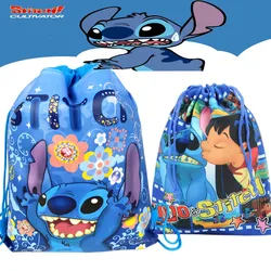 Disney-bolsa con cordón no tejida de Lilo & Stitch, decoración de fiesta, bolsa de regalo para fiesta de cumpleaños de niños, suministros para Baby Shower, regalos