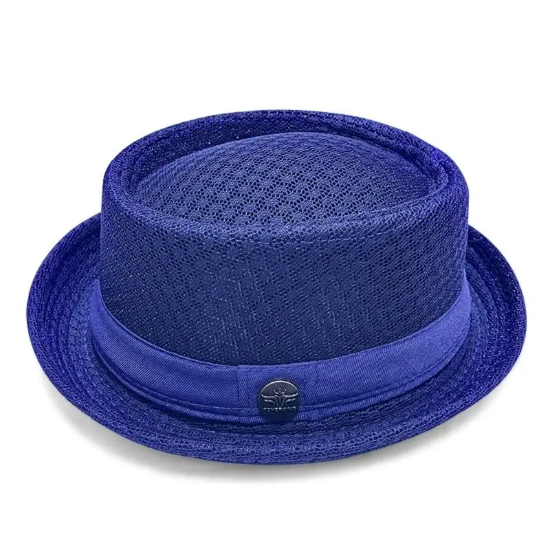 31BB Men's Summer Pork Pie Hat with Open Mesh Top and Size Fit