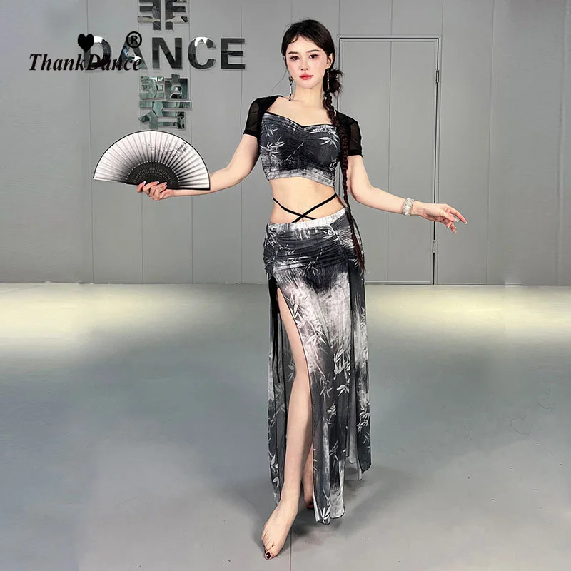 Belly Dance Top Skirt Set Practice Clothes Sexy Women Long Skirt Suit Dance Wear Party Outfit Performance Oriental Stage Costume