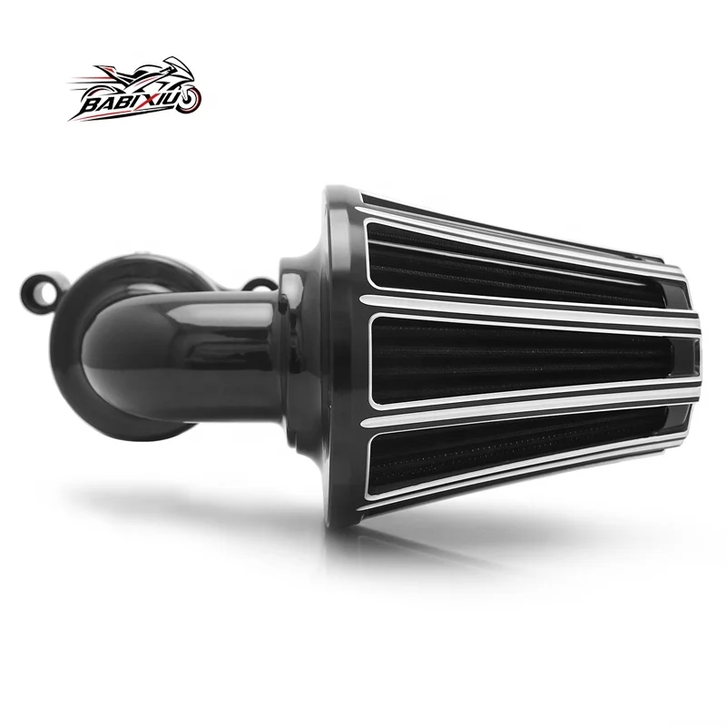 For Harley Air Cleaner Intake System High Flow CNC Billet Inverted Cone Gauge Cut Style Sportster Dyna Softail Touring