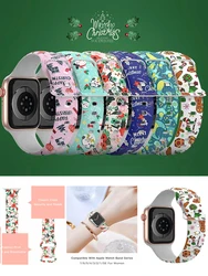 Christmas Band For Apple Watch strap 44mm 45mm Ultra 2 49mm 41mm 40mm Printed silicone bracelets iWatch Series 9 8 7 6 5 4 3 SE