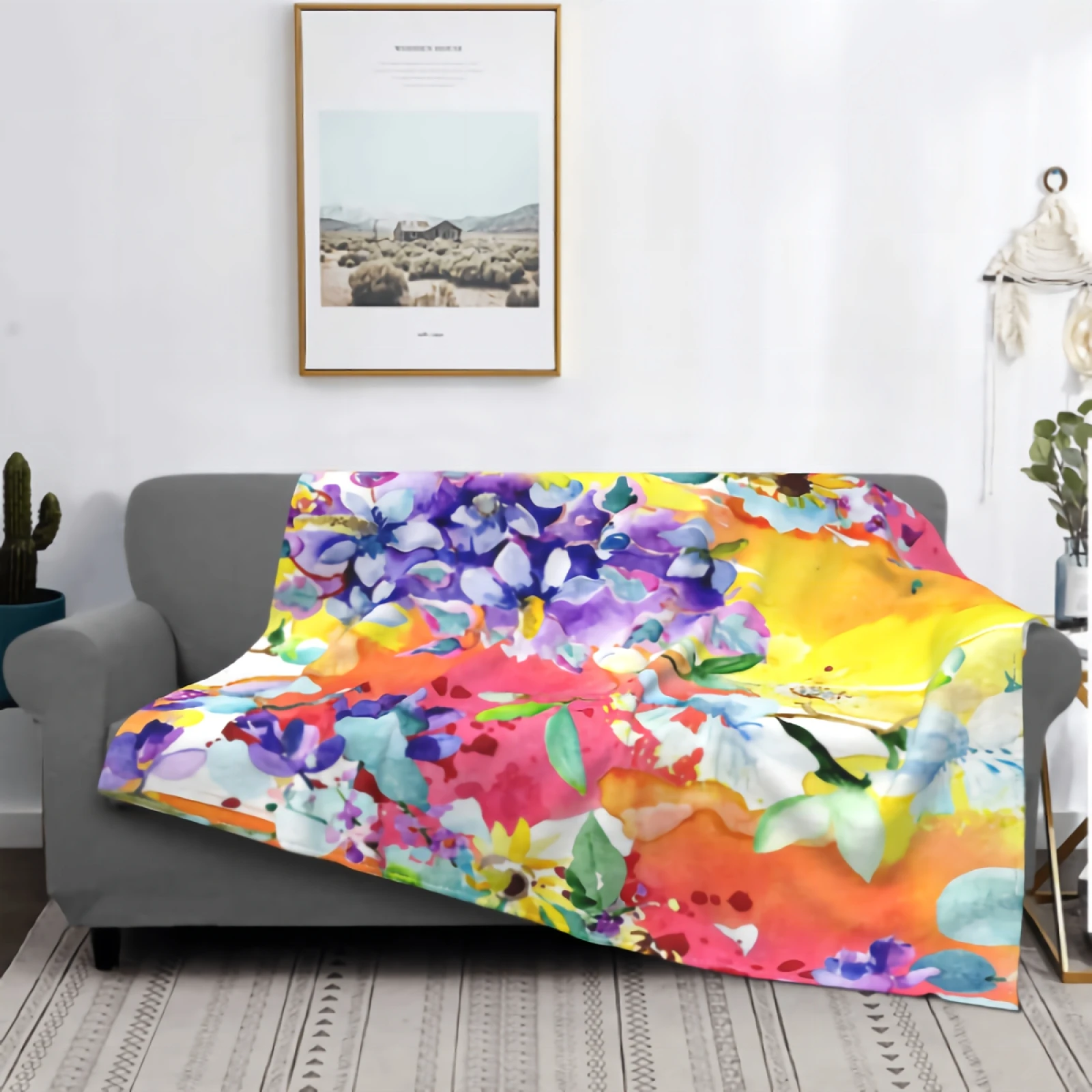 

Seamless Pattern With Hand Drawn Wildflowers Blanket Super Soft Cozy Plush Microfiber Fluffy Blanket Lightweight Warm Bedspread