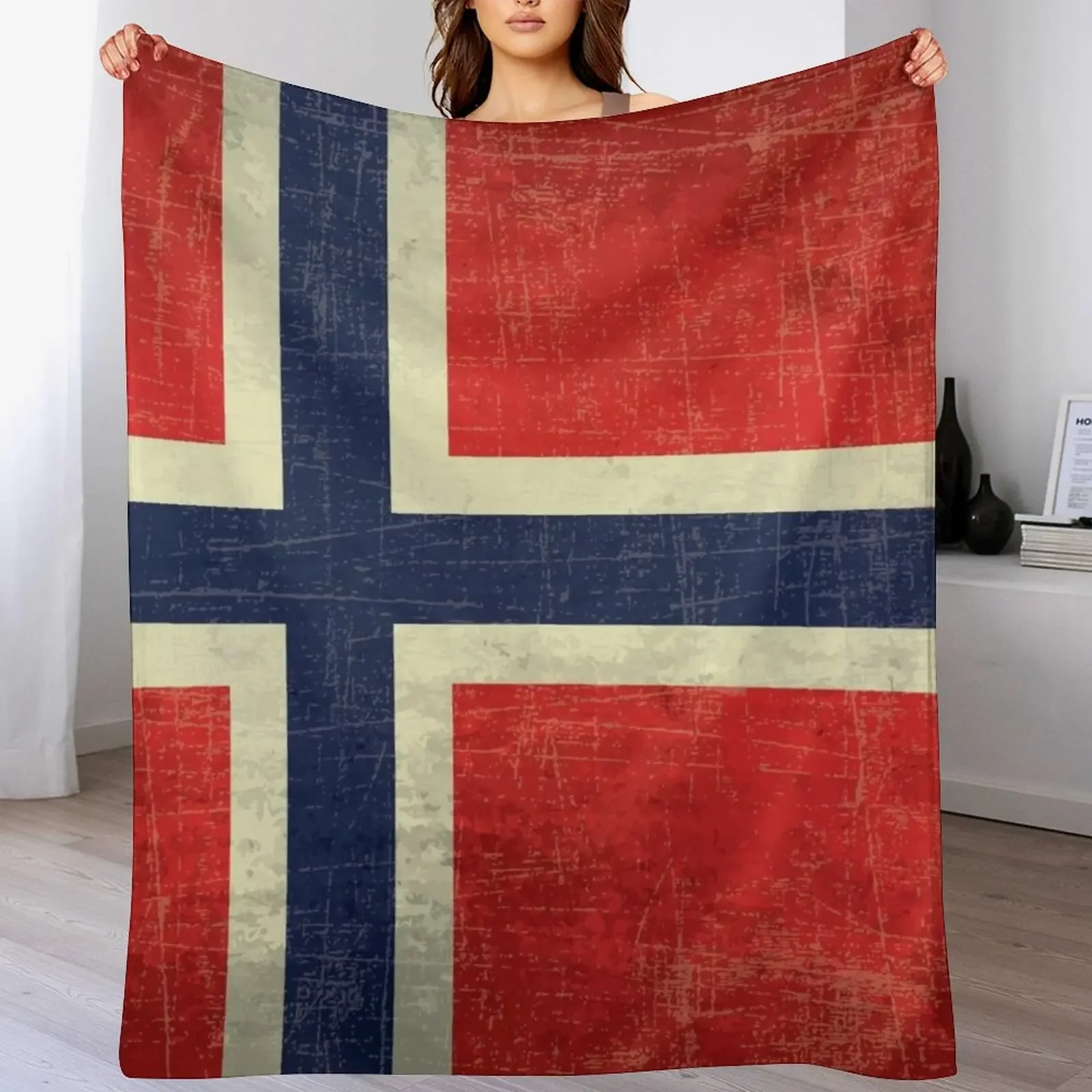 

Vintage aged Norway flag Throw Blanket Soft Plush Blanket as Housewarming Gift