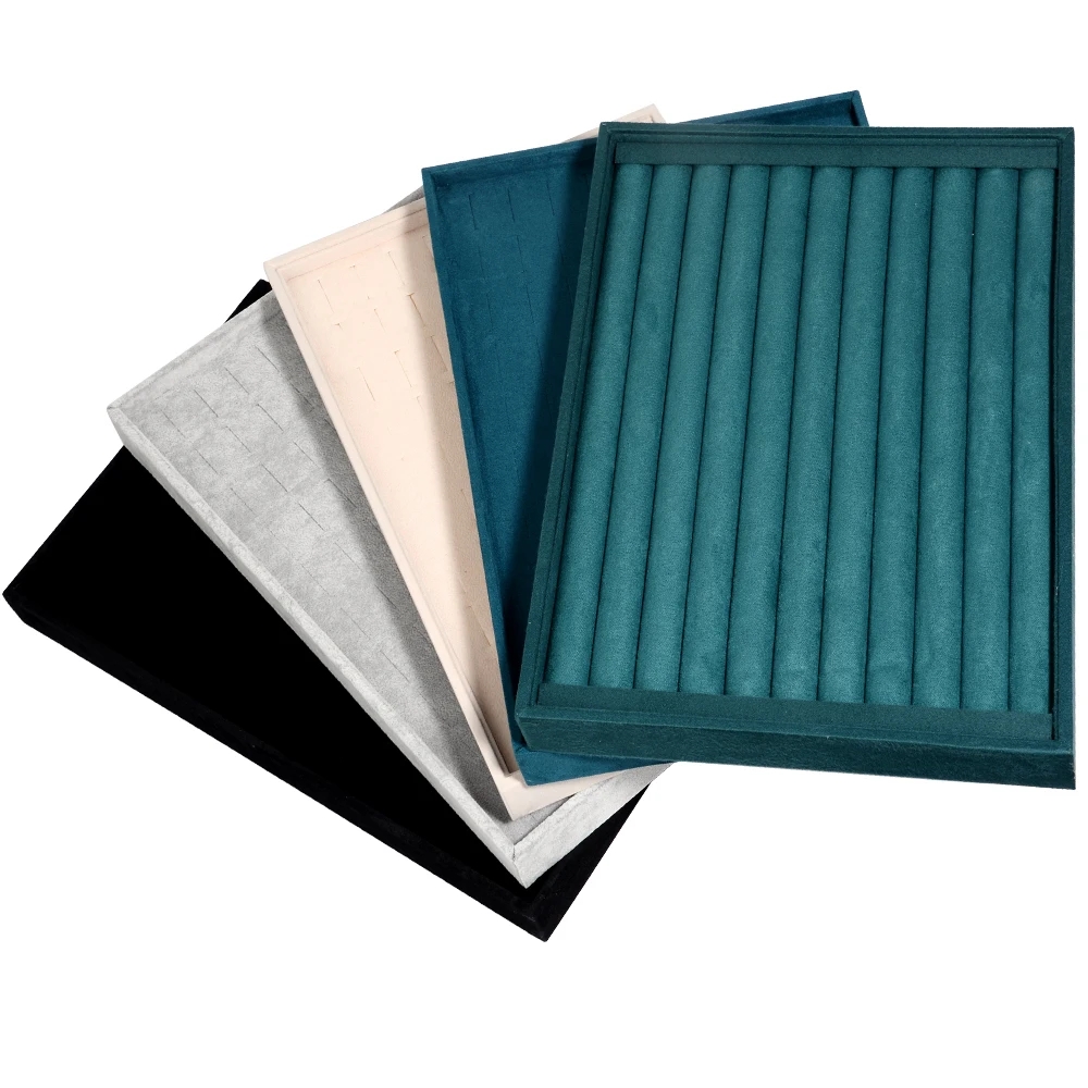 

1Pc Velvet Jewelry Display Tray Exquisite Jewelry Holder Portable Ring Earrings Necklace Organizer Storage Box Organizator Trays