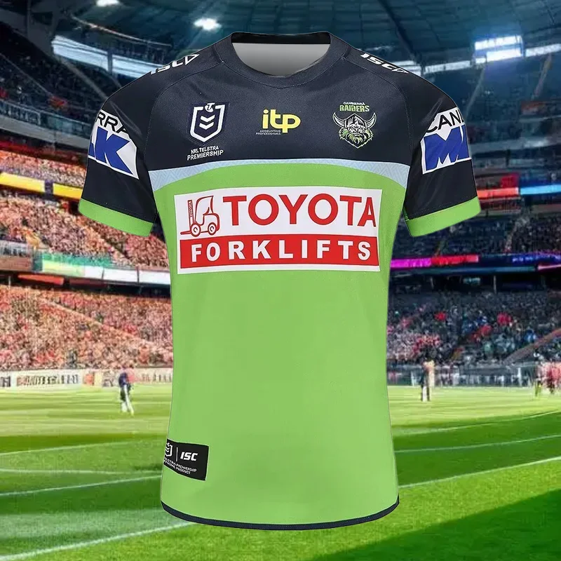Pakaian Jersey Baru 2425 Kaus Pria Seragam Latihan Rugbi NRL Ukuran Besar Kaus Jersey Lengan Pendek Kualitas Tinggi