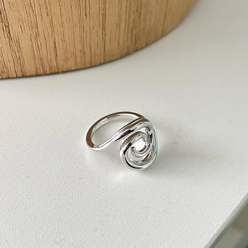 GANPUP Minimalistische Spiralförmige Verstellbare Fingerringe für Frauen, Modischer Neuer Silberfarbener Ring, Schmuckgeschenk für Party und Büro кольцо – Detail 3