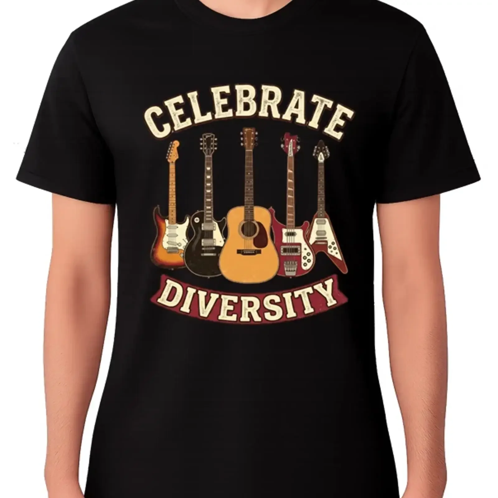 Celebrate Diversity Guitars T Shirt Musikliebhaber Vintage Gitarrenkunst  vintage Washed designer clothes Slightly Stylish