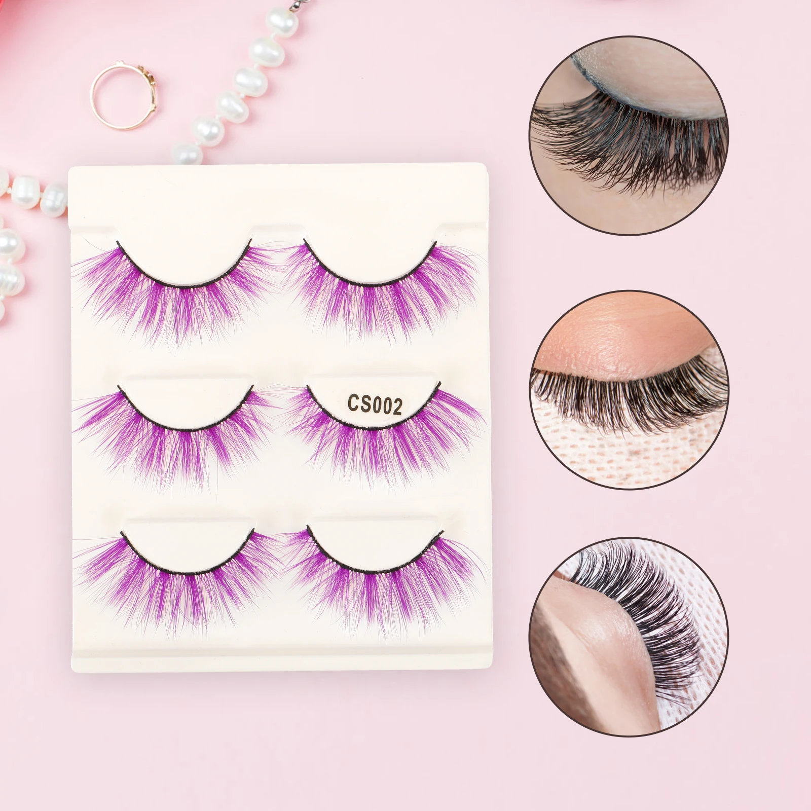

3 Pairs False Eyelashes Fake Natural Thick Colored Extensions Fairy Bulk Miss