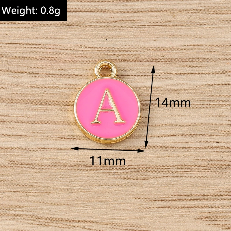 10 Stück niedliche, doppelseitige Buchstabenanhänger aus Emaille, Alphabet A-Z, zum Basteln von Schmuck, für Namens-Ohrringe, Halsketten und DIY-Bastelarbeiten. – Detail 1