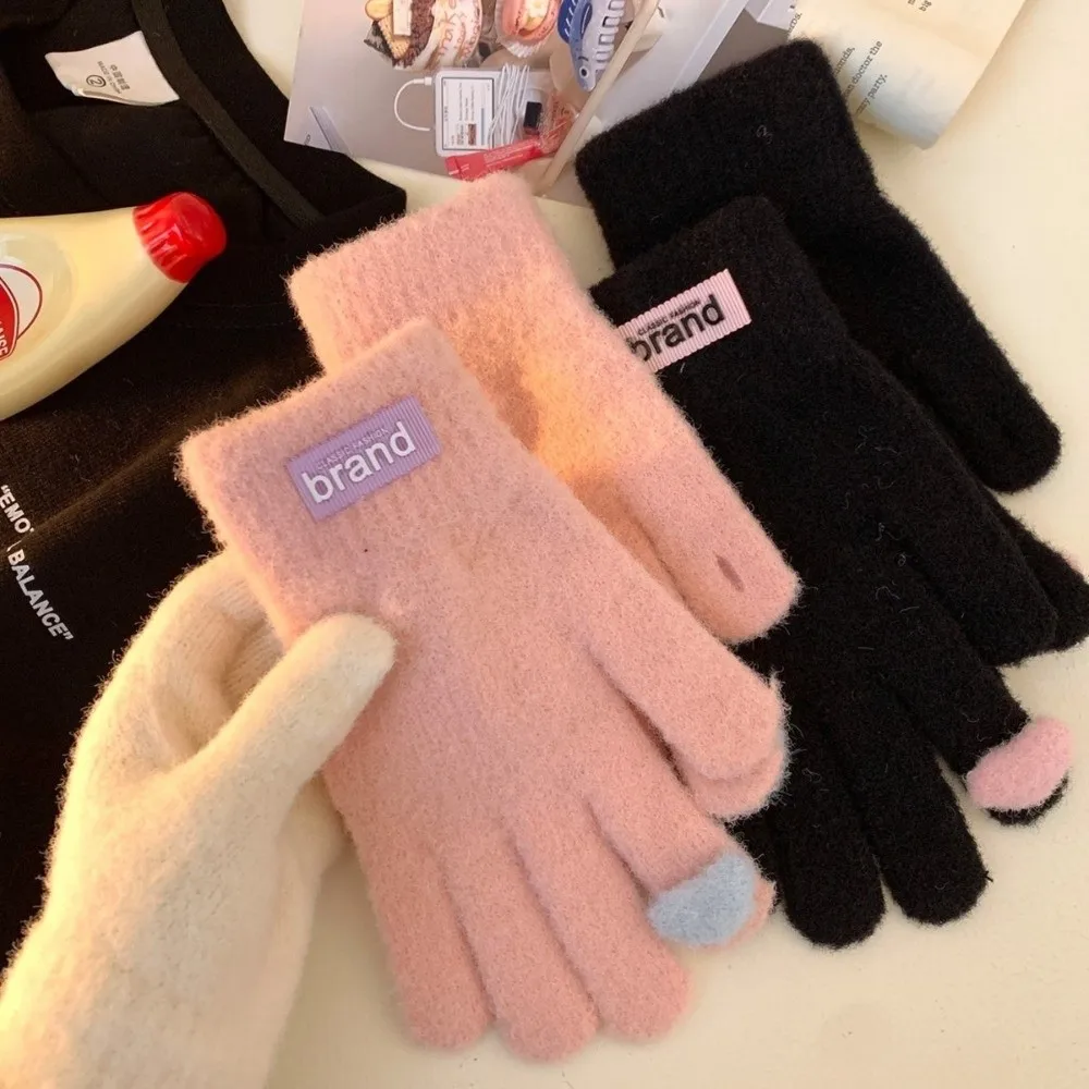Comfortable Exposed Finger Touch Screen Gloves Polyester One Size Winter Cold Proof Gloves Knitted Gloves Cold Weather