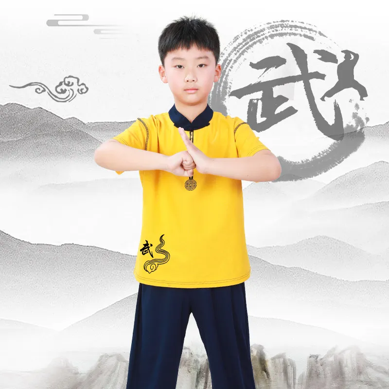Summer Kids Martial Arts Training Uniform Kung Fu Practice Short Sleeve Suit for Children Martial Art Performance