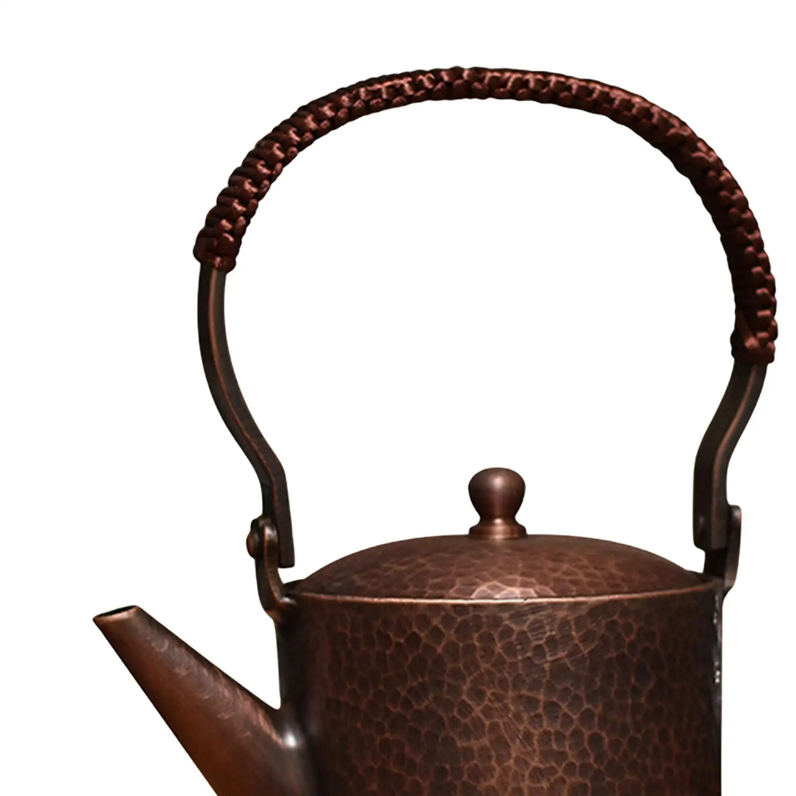 Copper Tea Kettle 600ml Rope Wrapped Handle Pour over Coffee Pot for Stovetop Kung Fu Tea Ceremony Gift