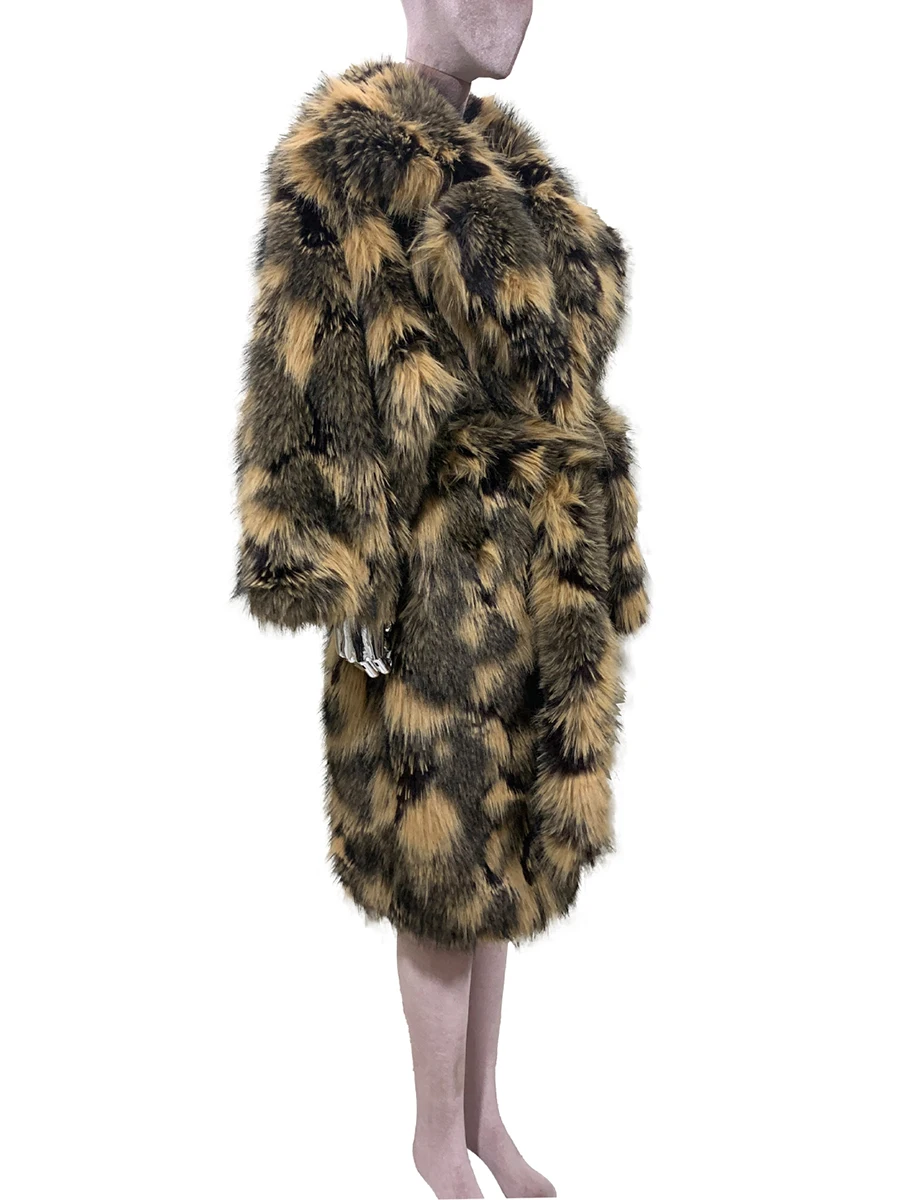 الخريف الشتاء طويل ملون متعدد الألوان أشعث شعر سميكة الدافئة فو الثعلب الفراء معطف المرأة شيك أنيق فاخر مصمم الملابس #5