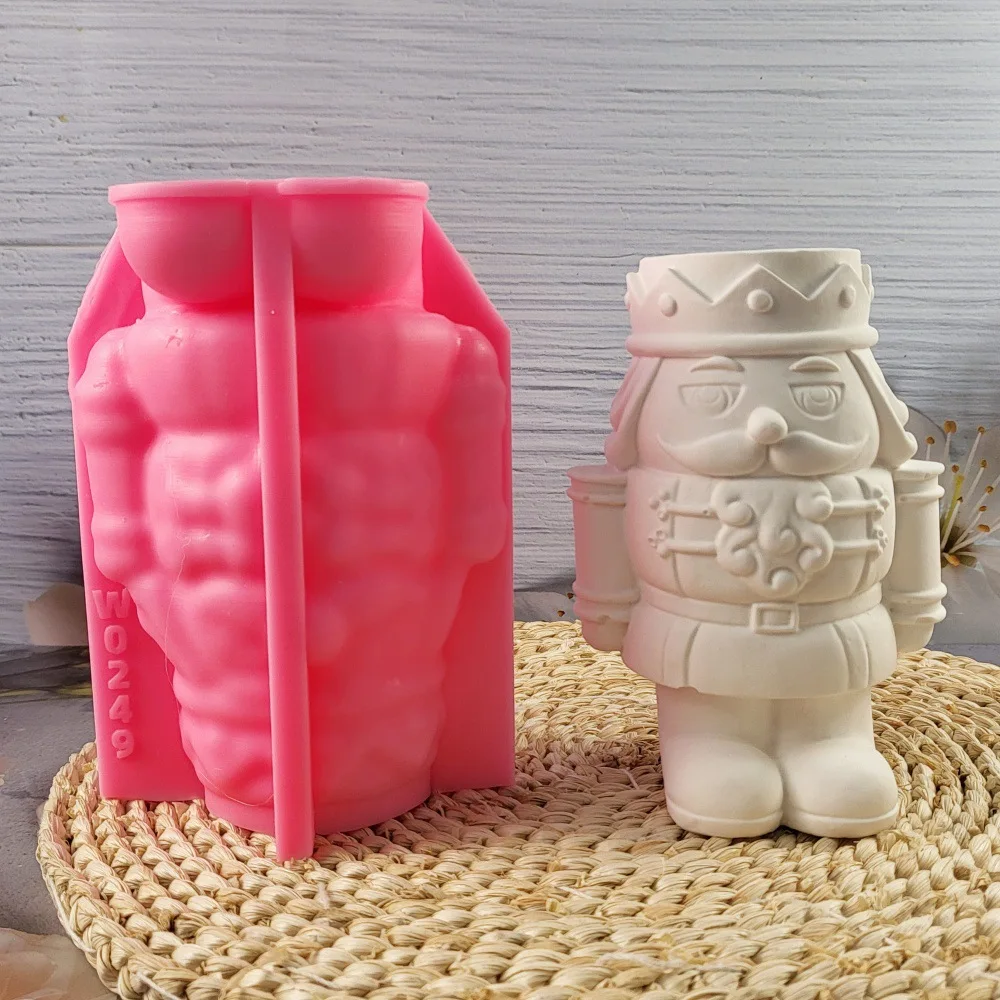 3D Character Gypsum Decoration Silicone Mold DIY Gypsum Cement Decoration Soldier Candle Silicone Mold