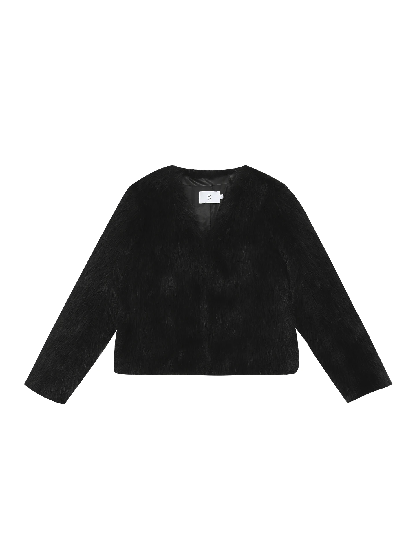 Jaqueta de Pele Preta Fena Estilo Outono Inverno Nova 2025 ular Estilo de Trabalho em Fibra de Poliéster Manga Longa C...