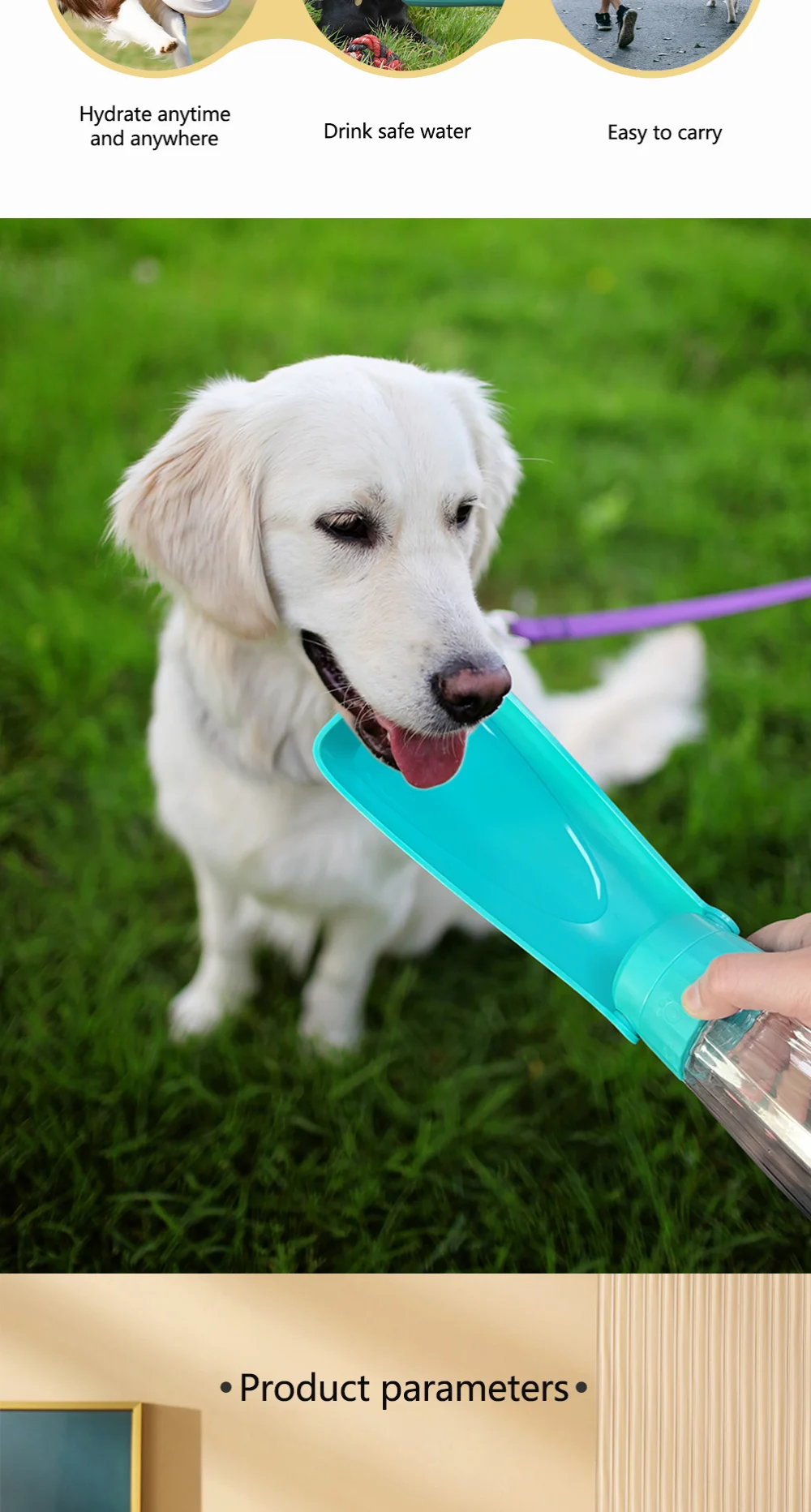 Portable Foldable Dog Water Bottle Leak Proof Large Capacity Pet Water Dispenser for Dogs Cats Outdoor Walking Travel Supplies