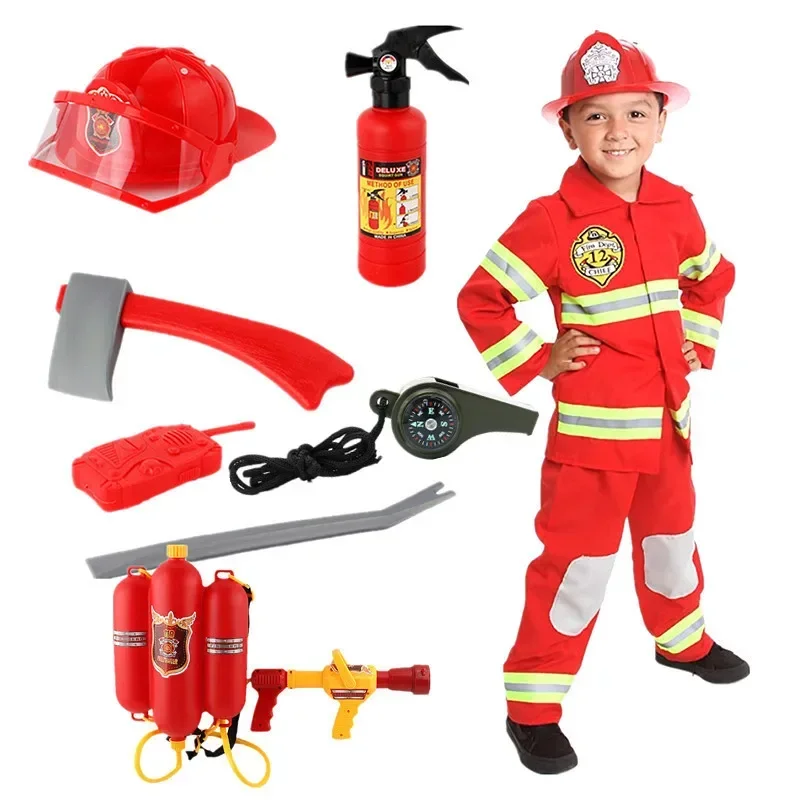 Children's firefighter clothing, professional hero tool clothing, Halloween cosplay firefighter clothing, children's toy gifts