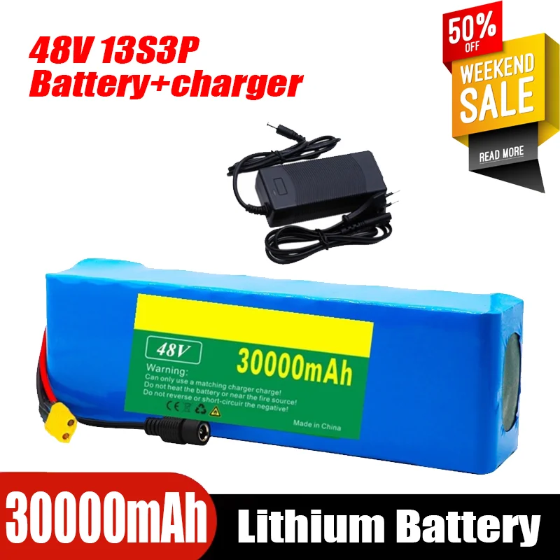 

Electric bicycle battery 48v 30000 lithium battery 18650 lithium ion battery pack 13S3P +charger