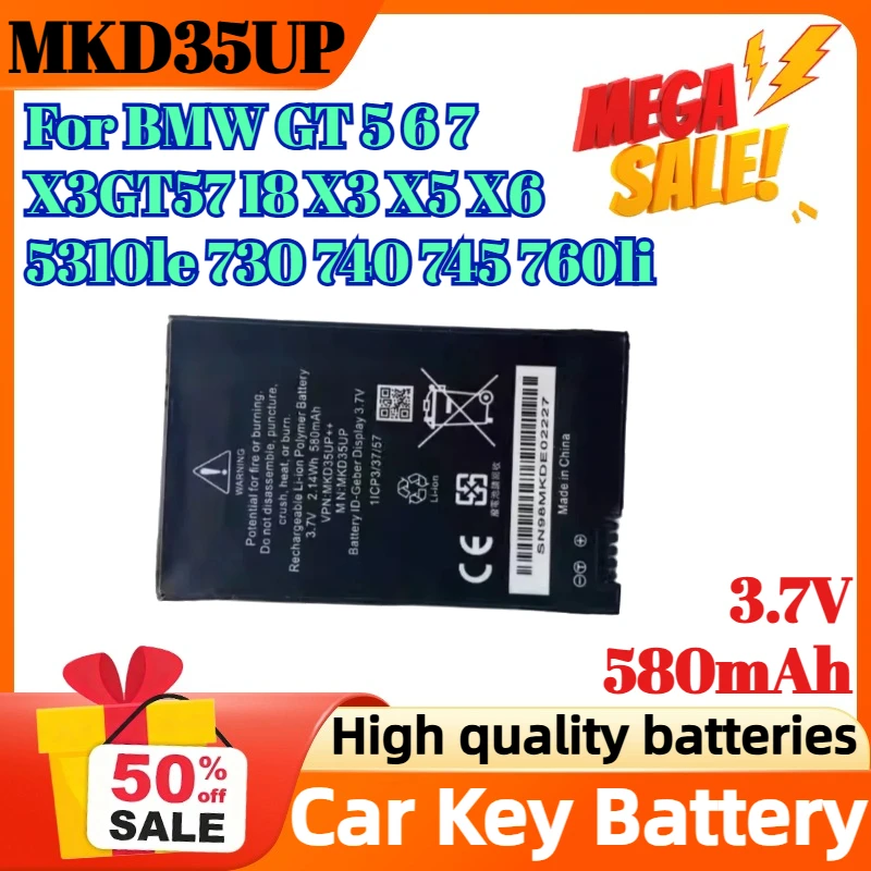 

MKD35UP 3.7V 580mAh for BMW GT 5 6 7 X3GT57 I8 X3 X5 X6 5310le 730 740 745 760li Car Key Battery