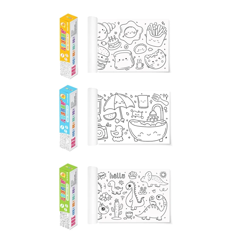 3 Pack Drawing Color Filling Paper Drawing Paper Roll Coloring Paper Roll For Kids